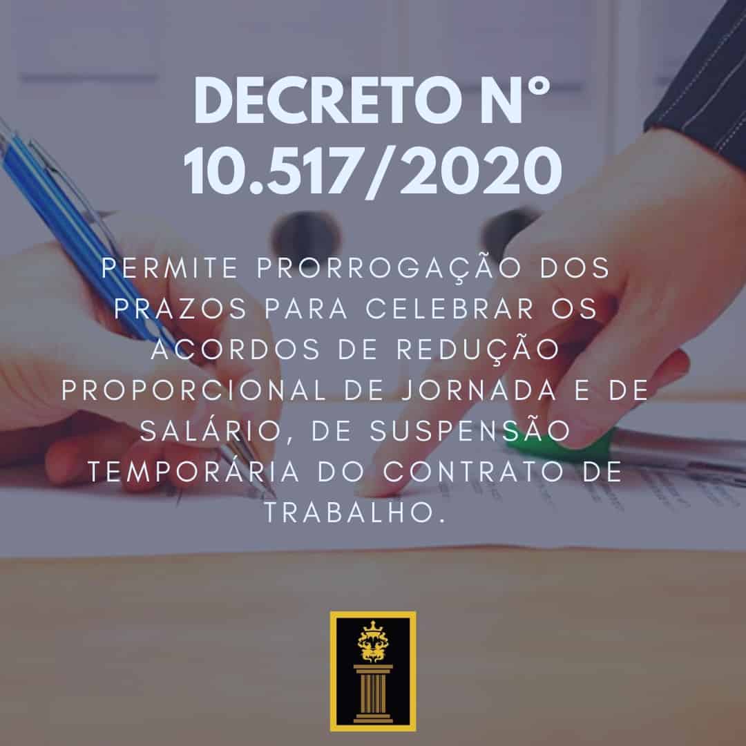 Novo Decreto prorroga os prazos para celebração de acordos de redução